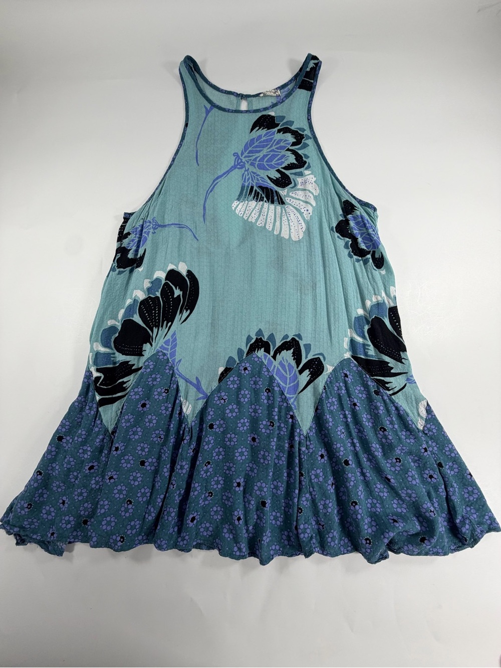 Free People Intimately Floral Mini Slip Dress Boho Racerback Blue Womens XS